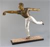 A French Art Deco patinated spelter figure of a boules player, height 20.5in.                                                          