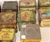 A collection of advertising tins, including Colmans Mustard, Reckitts blue Nelson's lozenges, Brasso, etc.                             