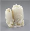 A Chinese white jade 'lotus' small vase, height 8cm                                                                                    