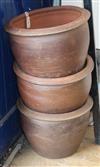 Three glazed earthenware garden planters Diameter 52cm                                                                                 