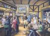 Alan King, oil on canvas panel, 'The Village Inn', signed, 29 x 39cm                                                                                                                                                        