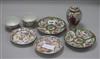 Chinese tea bowls, vase etc                                                                                                            