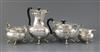 A George V four piece silver tea service set by Gibson & Co, gross 86.5 oz.                                                            