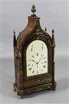 A large Regency brass inset mahogany repeating chiming bracket clock, width 19in. depth 9.5in. height 37.25in.                         