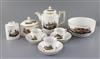 A Furstenburg seventeen piece part coffee service, c.1800, Coffee pot 17.5cm high                                                      