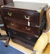 A small 19th century brass mounted two part military chest W.76cm                                                                      