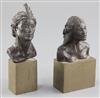 § Tom Merrifield (1933-). Two bronze busts of Rudolph Nureyev and Margot Fonteyn, height 6.25in and 5.5in.                             