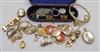 Assorted minor gold and semi-precious jewellery including an 18ct gold gem set ring.                                                   