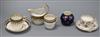 An English porcelain milk jug and cup and saucer, a Derby cup & saucer, a Dresden cup and saucer and a Worcester vase                  