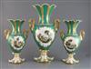 A garniture of three Rockingham porcelain vases, c.1830-42, Tallest 37cm, two smaller restored                                         