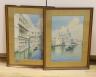 Nezetti, pair of watercolours, Views of Venice, signed, 38 x 25cm                                                                                                                                                           