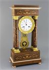 A 19th century French ormolu mounted rosewood and marquetry portico clock, height 20.5in.                                              