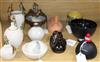 A collection of small studio glass and pottery items,                                                                                  