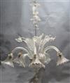 A 20th century Venetian glass six light chandelier, drop 3ft 8in. diameter 3ft                                                         