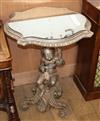 An Italian silvered wood mirrored top occasional table with cherub stem H.80cm                                                         