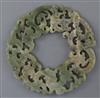 A Chinese archaistic celadon jade disc, D. 23.2cm                                                                                      