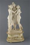 A 19th century Italian carved alabaster group of The Three Graces, after Canova, H.24in.                                               