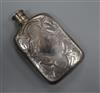 A Victorian engraved silver hip flask, Aston & Son, Birmingham, 1857, 12.9cm.                                                          