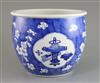 A small Chinese blue and white 'Antiques' jardiniere, Kangxi period, D. 22.5cm                                                         