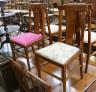 An Edwardian mahogany extending dining table, width 140cm, depth 114cm, height 78cm (no leaves) together with a set of eight Edwardian mahogany satinwood banded dining chairs                                              