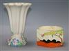 A 1930's Clarice Cliff Tulips pattern Eve bowl and a Burslem trumpet-shaped vase applied with flowers                                  