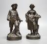 A pair of French cast metal figures, Hiver and Printemps, 25.5cm                                                                                                                                                            