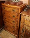 A small reproduction walnut bowfront chest W.53cm                                                                                      