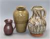 Bridget Drakeford (b. 1946), a ribbed buff-glazed studio pottery vase and two other items                                              