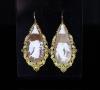 A pair of Victorian gold mounted cameo shell teardrop shaped drop earrings                                                                                                                                                  