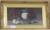 A. Van ..., oil on board, still life of flowers in a vase, indistinctly signed, 18 x 36cm                                              