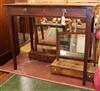 A George III mahogany side table and two toilet mirrors Table W.86cm, Largest mirror 48cm                                              