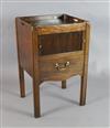 A George III mahogany tray top commode, W.1ft 8in. D.1ft 6in. H.2ft 7in.                                                               