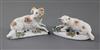 A matched pair of Derby figures of a ram and a ewe, c.1760-5, l. 10.5cm, slight faults                                                 