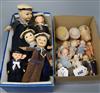 Five souvenir sailor dolls, a collection of miniature dolls and three Armand Marseilles bisque doll's heads,                           