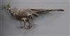 A 20th century Spanish white metal model of a pheasant (a.f.), length 28.5cm.                                                          