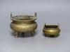 Two Chinese bronze tripod censers, Xuande marks, 19th/20th century, tallest overall 10cm                                                                                                                                    