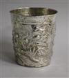 A late 18th? century continental white metal beaker (a.f.), 86mm.                                                                      