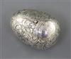 A Victorian engraved silver egg shaped vinaigrette, by Yapp & Woodward, 43,,.                                                          