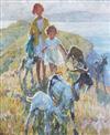 § Dorothea Sharp (1874-1955) Children and goats on a cliff top 32 x 27.5in. Provenance: From the collection of the artist's niece      