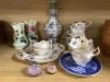 A Rockingham part teaset, c.1835, two glass paperweights, two glass vases and a French garlic neck vase                                                                                                                     