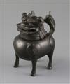 A Chinese bronze mythical beast censer and cover (Luduan), 17th century, H.11.5cm                                                      