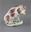 A rare Derby 'Dry-edge' figure of a wild boar, c.1752-5, l. 13.5cm, old restoration                                                    