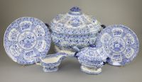 An extensive Minton filigree pattern blue and white dinner service, c.1830,                                                            