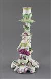 A Derby 'Pale Family' candlestick figure, c.1756-8, h. 25cm, losses to flowers and drip pan                                            