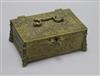 A 19th century cast brass casket Width 19.5cm Height 8cm                                                                               