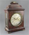 A late 18th century mahogany table clock, Thomas Rogers, London, height 17.75in.                                                       