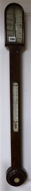 A mid 19th century mahogany stick barometer H.90cm                                                                                     