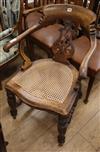 A Victorian caned mahogany desk chair                                                                                                  