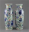 A pair of Chinese wucai vases, Qing dynasty, H.25.5cm                                                                                  