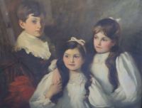 Alfred Hitchens (1861-1942) Triple portrait of the McAulay siblings, oil on canvas                                                     